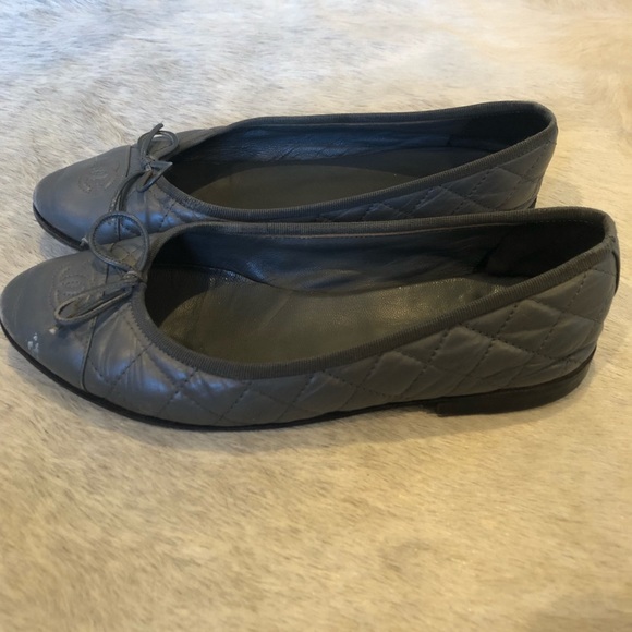 AUTHENTIC CHANEL ballerina flats grey size 39.5 - Picture 5 of 6